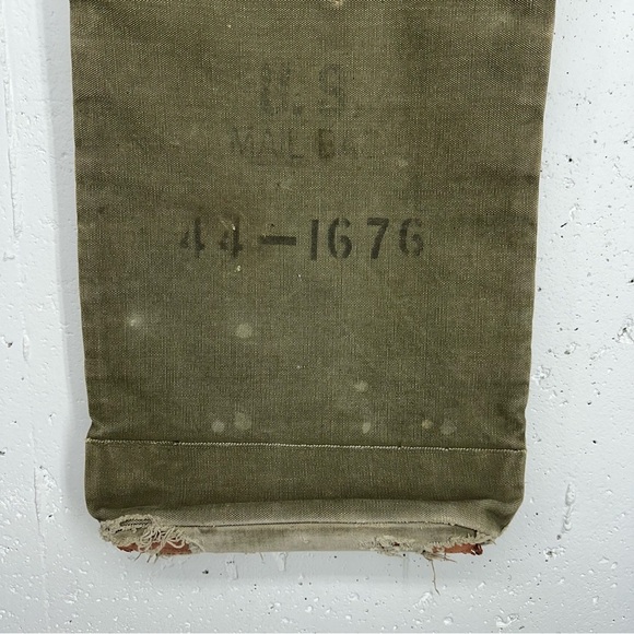 WWII 1940’s US Army Herkert Meisel Trunk Co Security Canvas and Leather Mail Bag - Picture 3 of 16